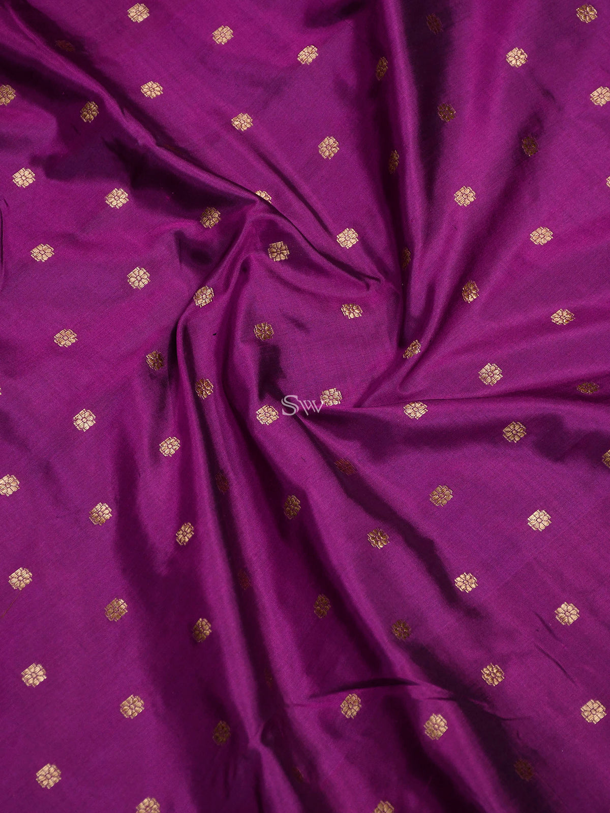 Dark Magenta Booti Katan Silk Handloom Banarasi Saree - Sacred Weaves