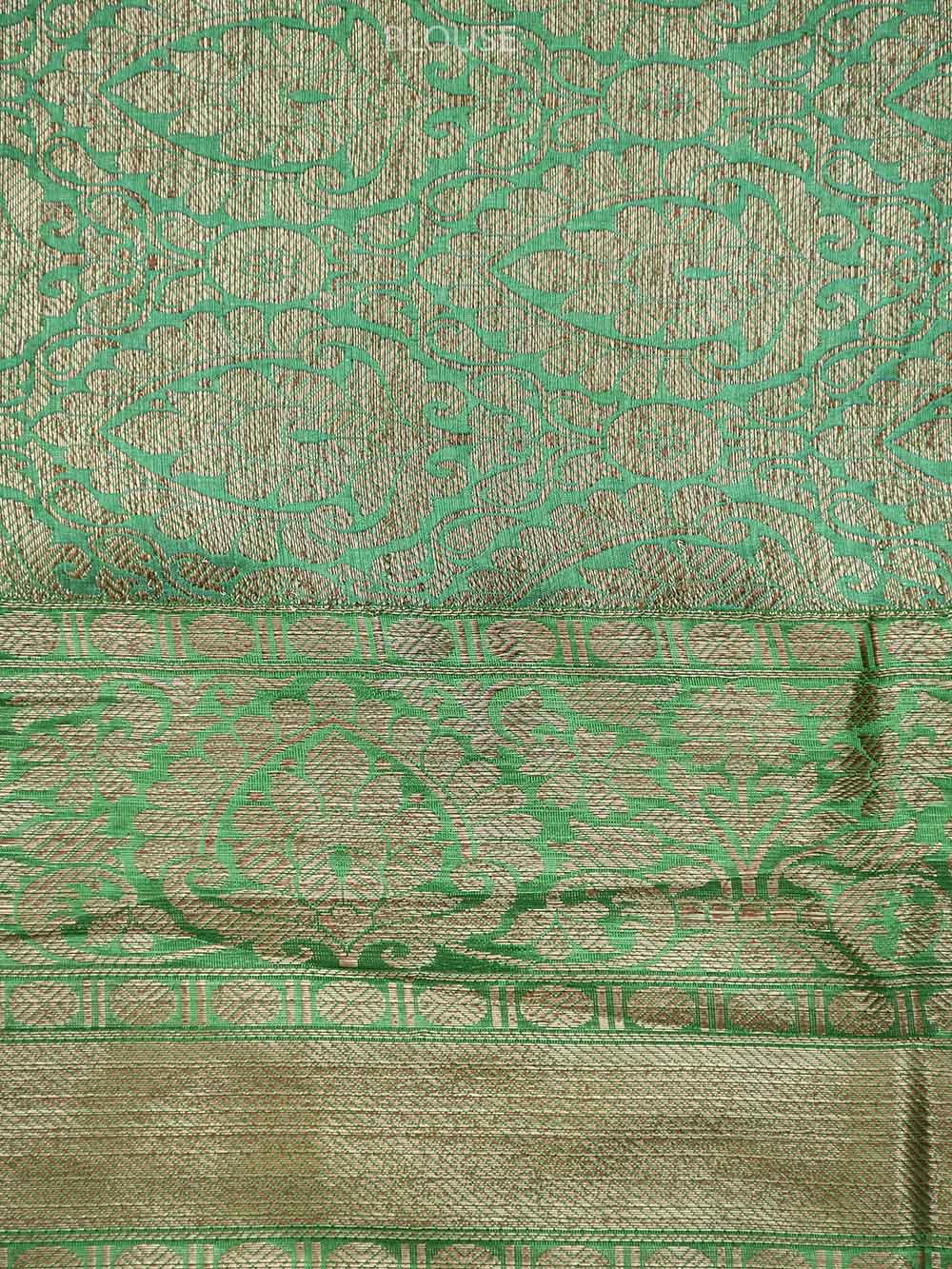 Green checks Tussar Silk Handloom Banarasi Saree - Sacred Weaves
