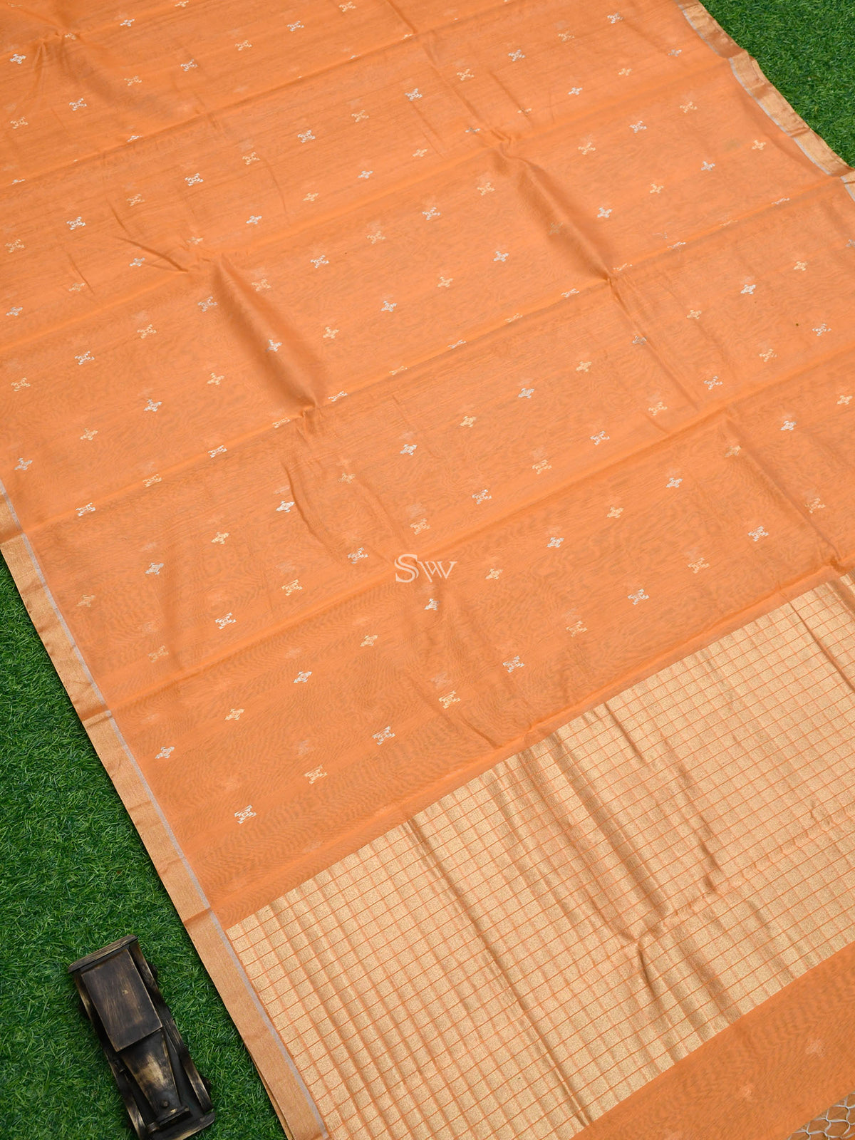 Orange Chanderi Silk Handloom Banarasi Saree - Sacred Weaves
