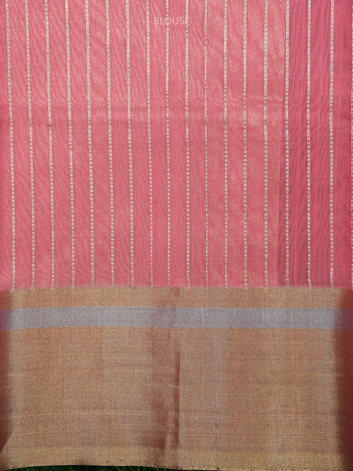 Pink Stripe Chanderi Silk Handloom Banarasi Saree - Sacred Weaves