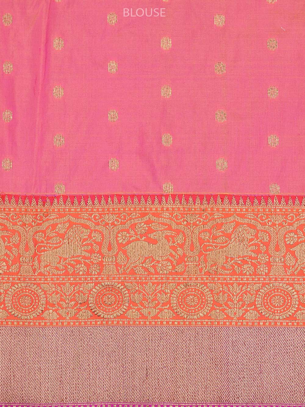 Orange Katan Silk Shikargah Handloom Banarasi Saree - Sacred Weaves