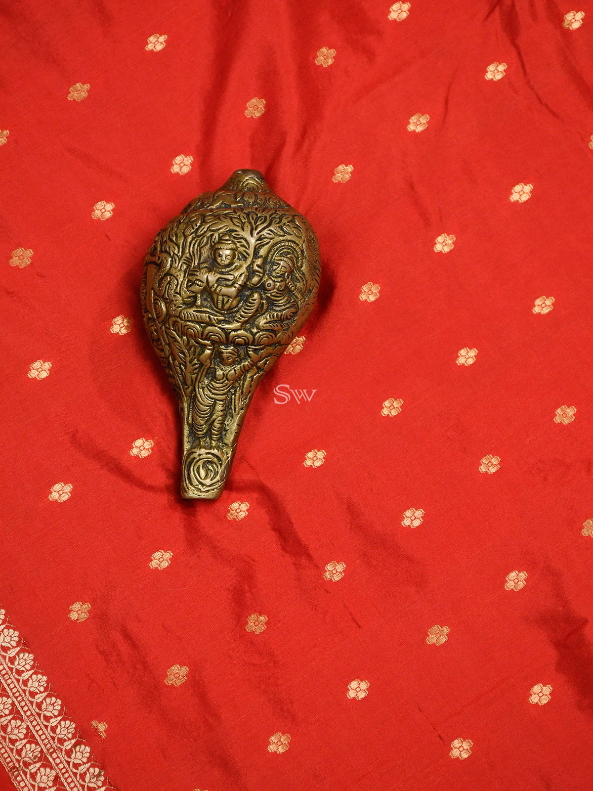 Red Katan Silk Handloom Banarasi Saree - Sacred Weaves