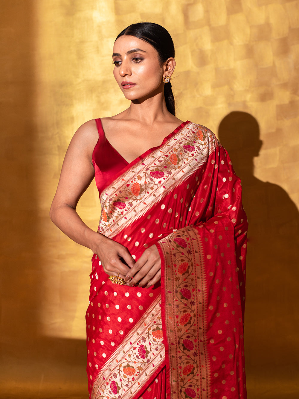 Red Katan Silk Handloom Banarasi Saree - Sacred Weaves