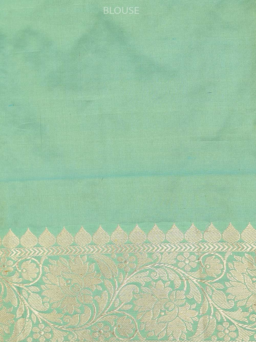 Sea Green Meenakari Katan Silk Handloom Banarasi Saree - Sacred Weaves