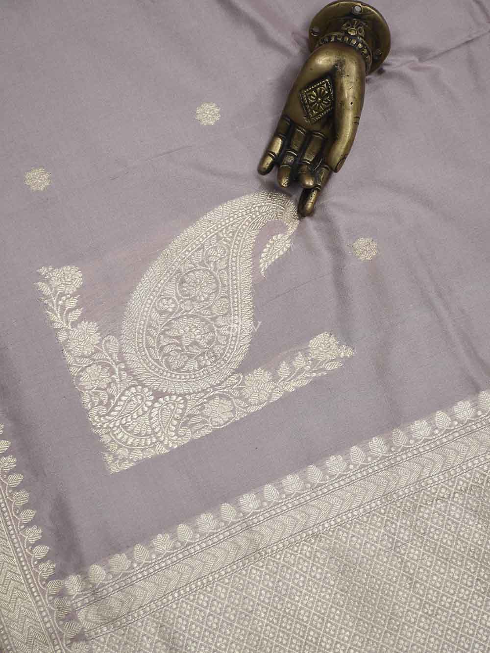 Dusty Pink Booti Katan Silk Handloom Banarasi Saree - Sacred Weaves