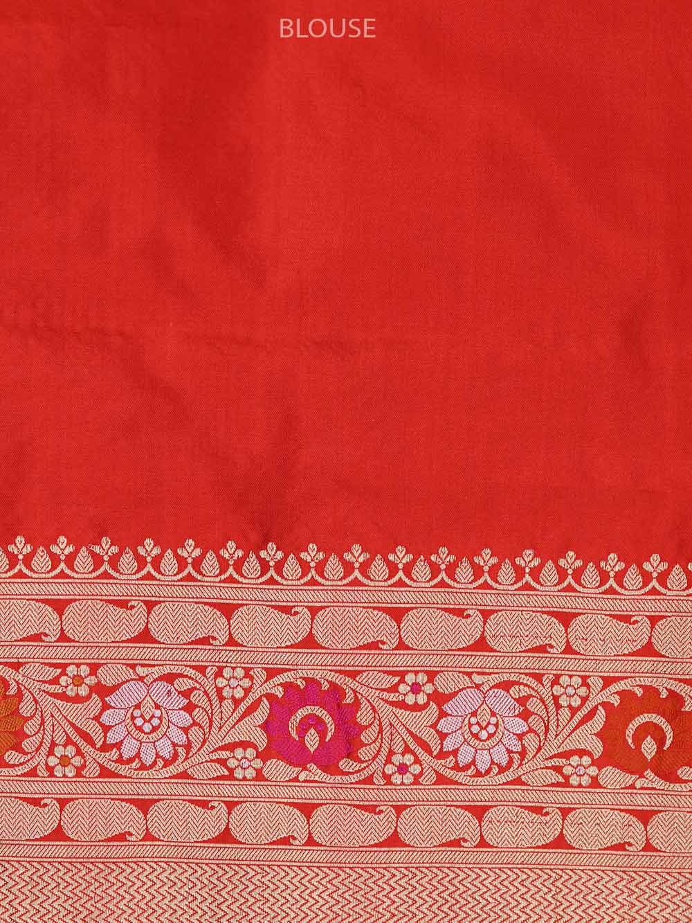 Red Meenakari Katan Silk Handloom Banarasi Saree - Sacred Weaves