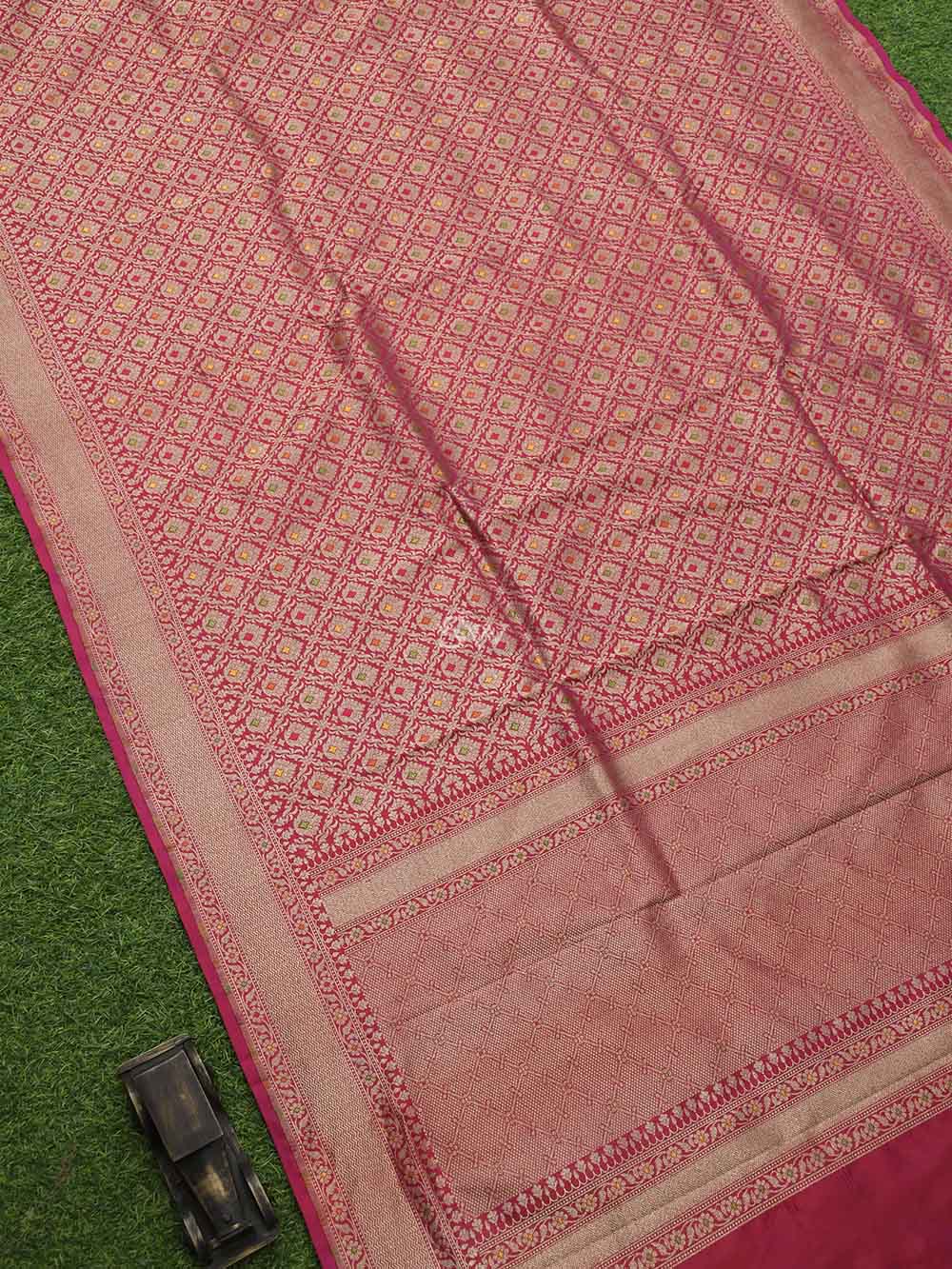 Bright Pink Katan Silk Brocade Handloom Banarasi Saree - Sacred Weaves
