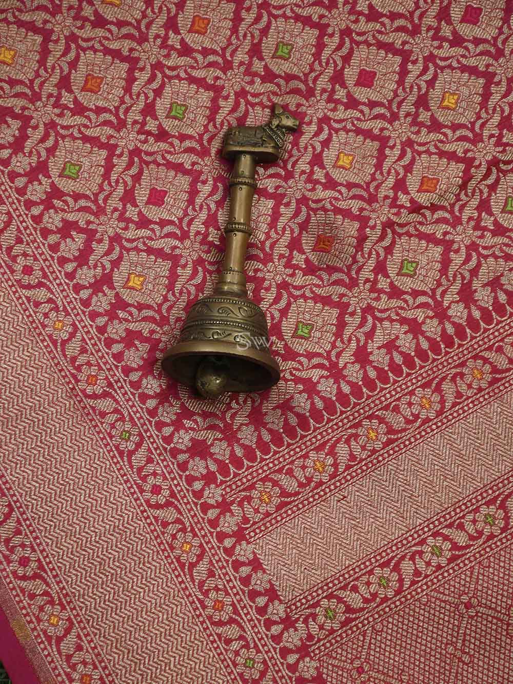 Bright Pink Katan Silk Brocade Handloom Banarasi Saree - Sacred Weaves