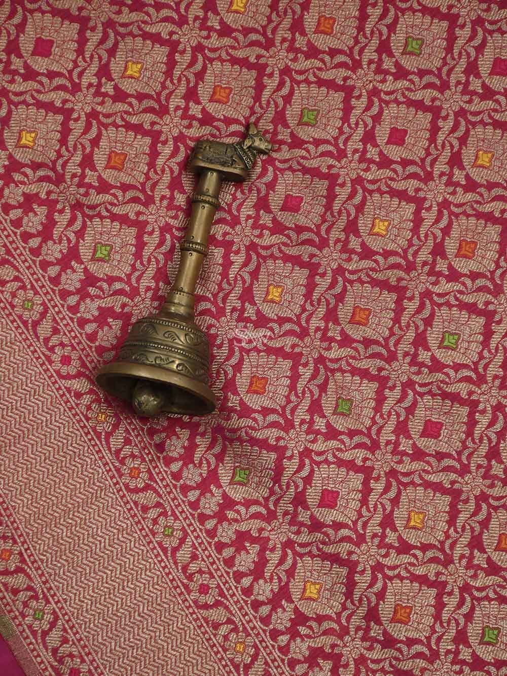 Bright Pink Katan Silk Brocade Handloom Banarasi Saree - Sacred Weaves