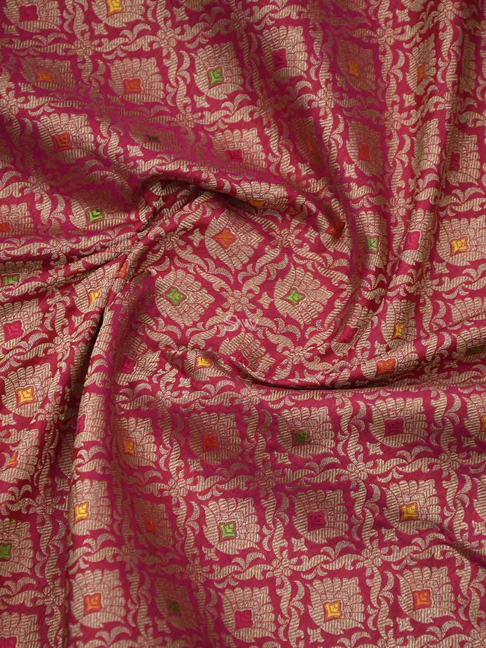 Bright Pink Katan Silk Brocade Handloom Banarasi Saree - Sacred Weaves
