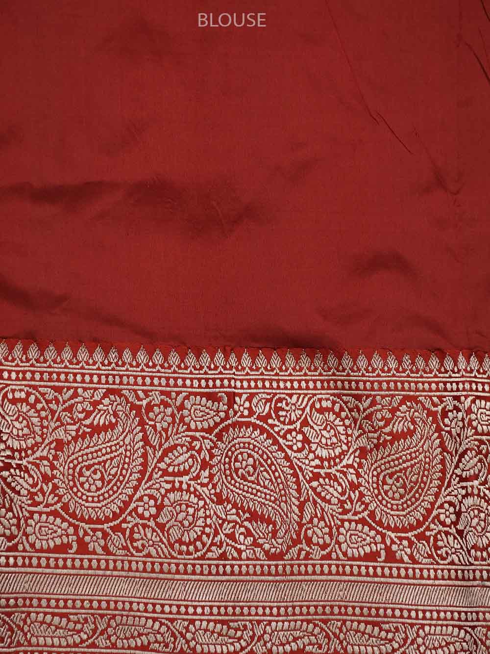 Cream Boota Katan Silk Handloom Banarasi Saree - Sacred Weaves