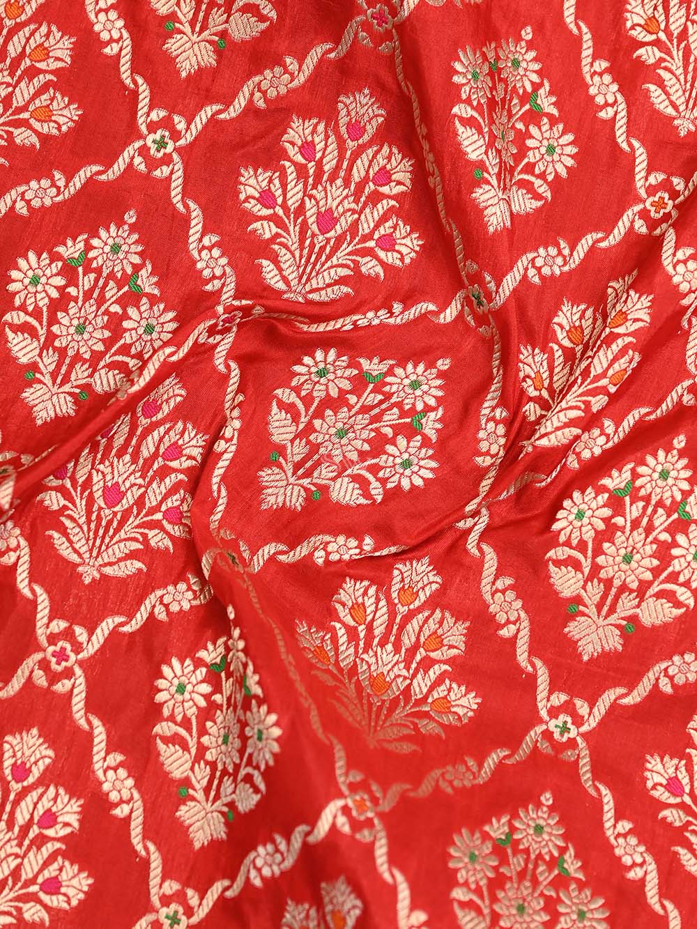 Red Meenakari Uppada Katan Silk Handloom Banarasi Saree - Sacred Weaves