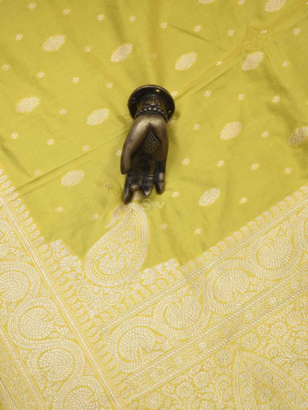 Yellow Konia Katan Silk Handloom Banarasi Saree - Sacred Weaves