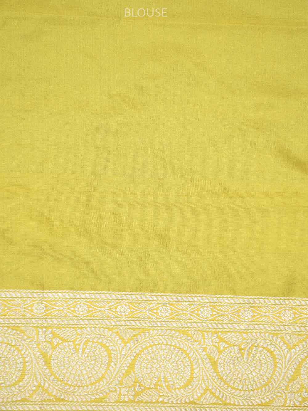 Yellow Konia Katan Silk Handloom Banarasi Saree - Sacred Weaves