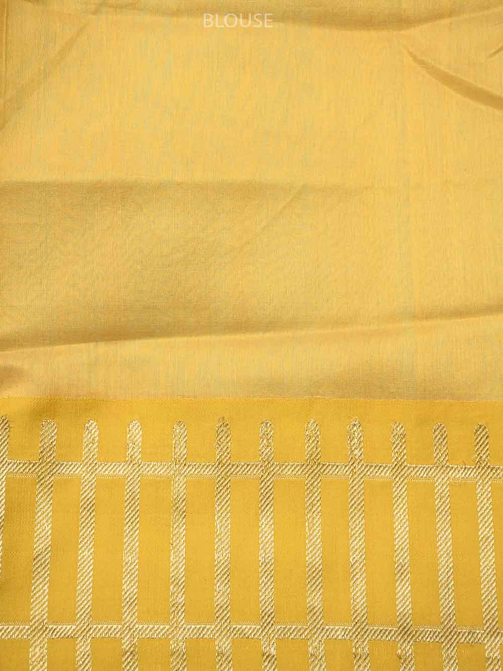 Lime Yellow Chanderi Silk Handloom Banarasi Saree - Sacred Weaves