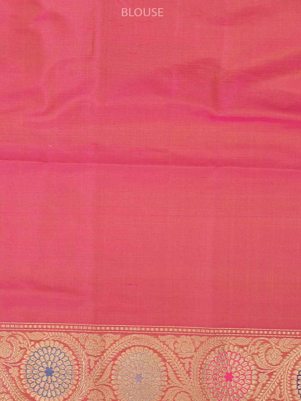 Pink Orange Meenakari Katan Silk Handloom Banarasi Saree - Sacred Weaves