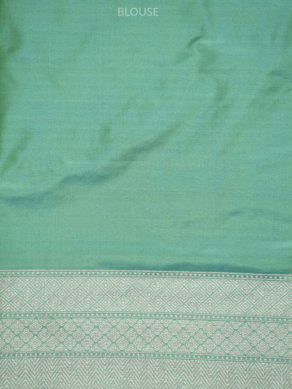 Sea Green Shikargah Katan Silk Handloom Banarasi Saree - Sacred Weaves