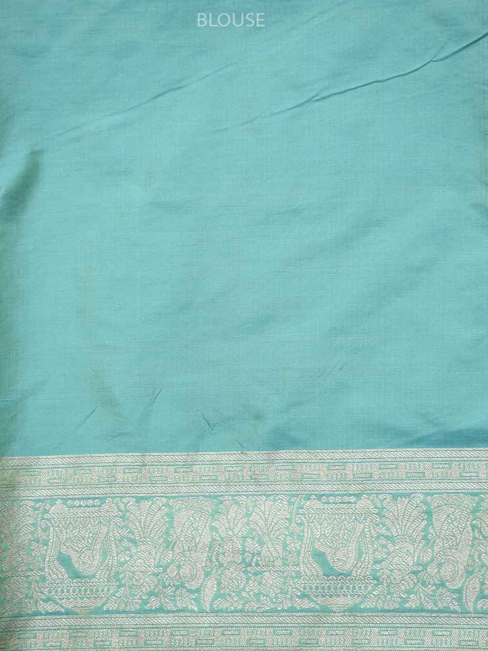 Sea Green Shikargah Katan Silk Handloom Banarasi Saree - Sacred Weaves