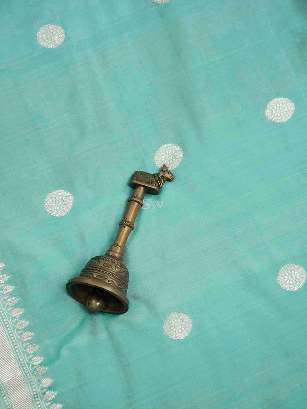 Mint Green Konia Katan Silk Handloom Banarasi Saree - Sacred Weaves