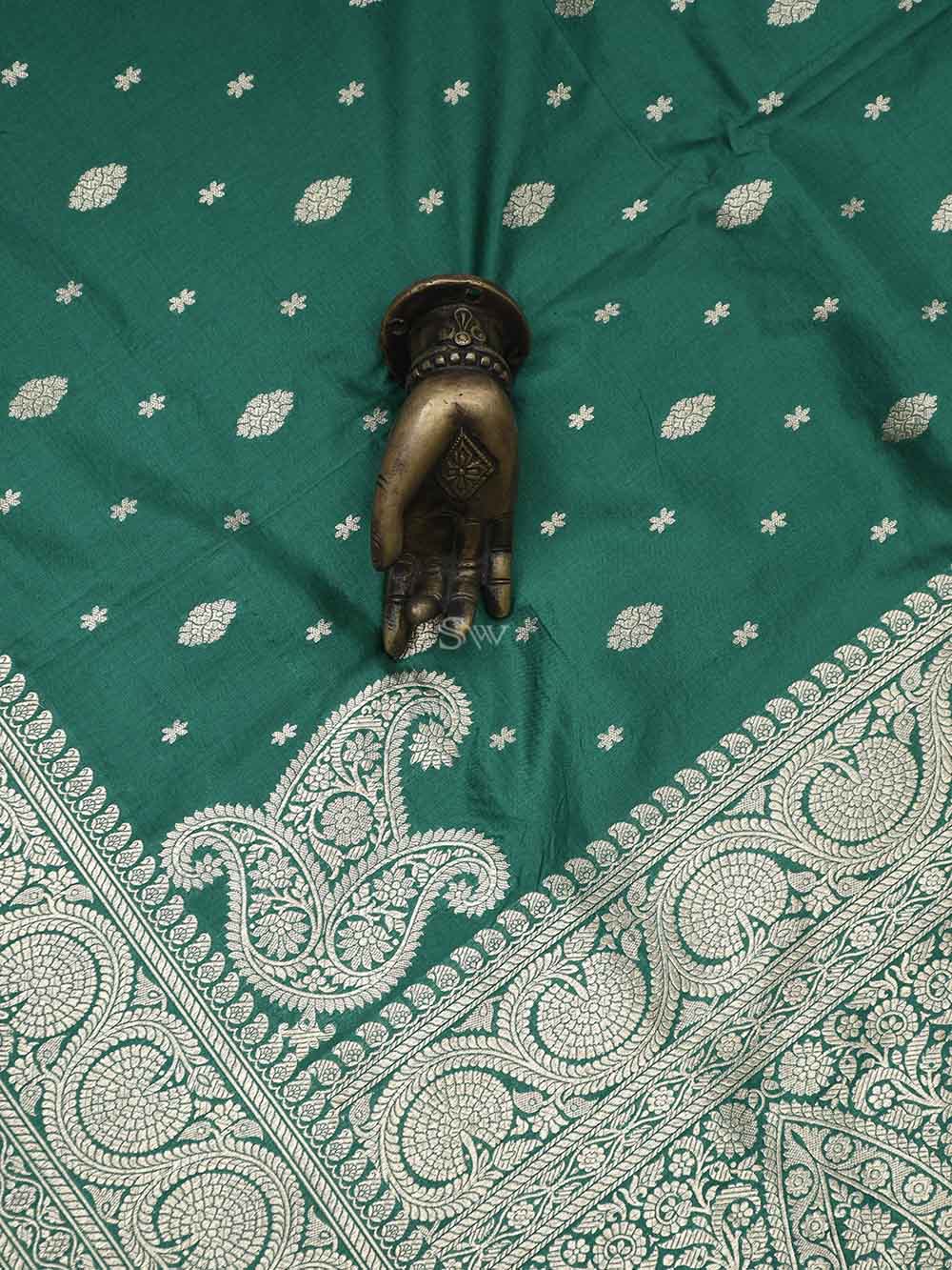 Green Konia Katan Silk Handloom Banarasi Saree - Sacred Weaves