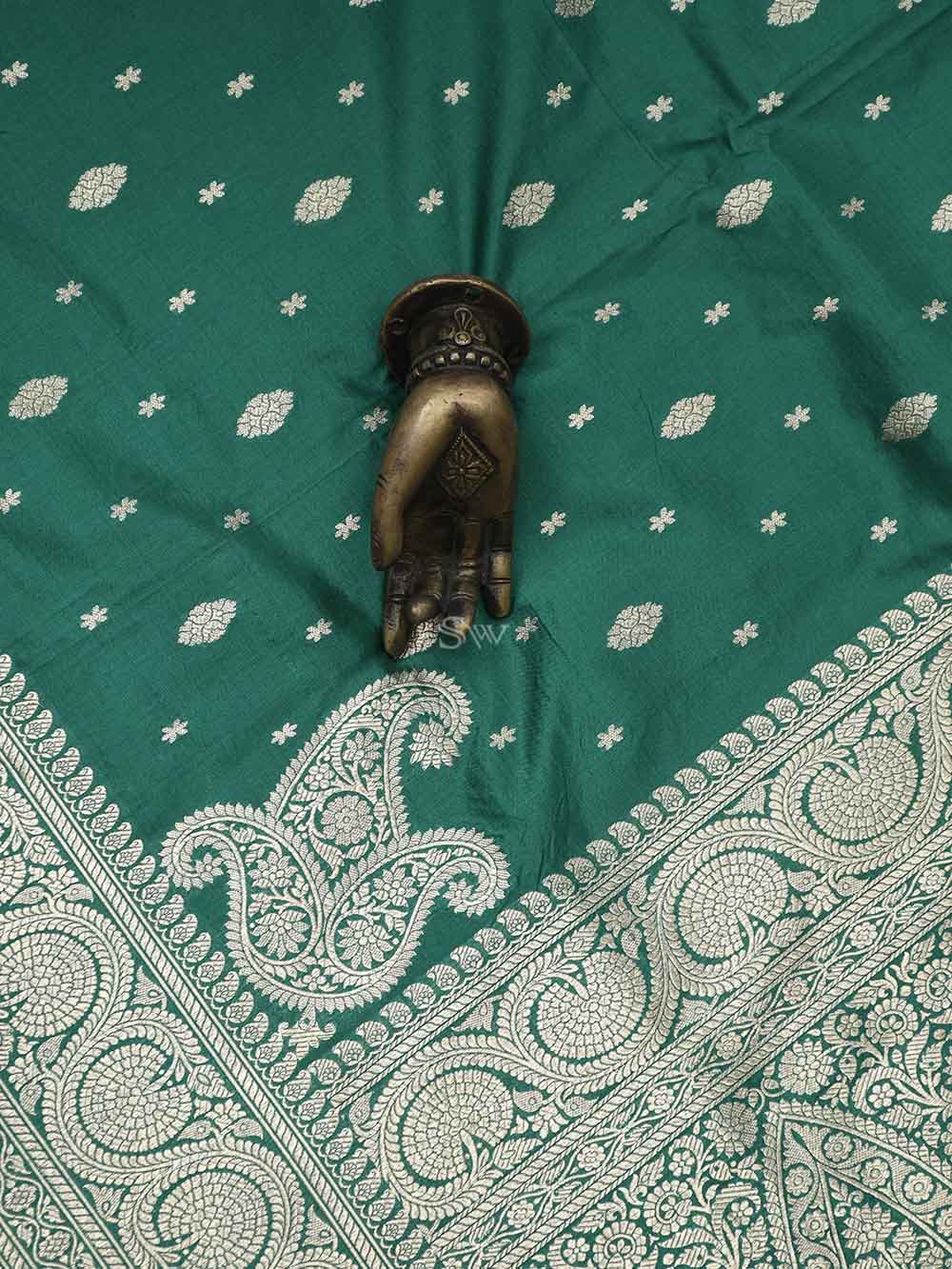 Green Konia Katan Silk Handloom Banarasi Saree - Sacred Weaves