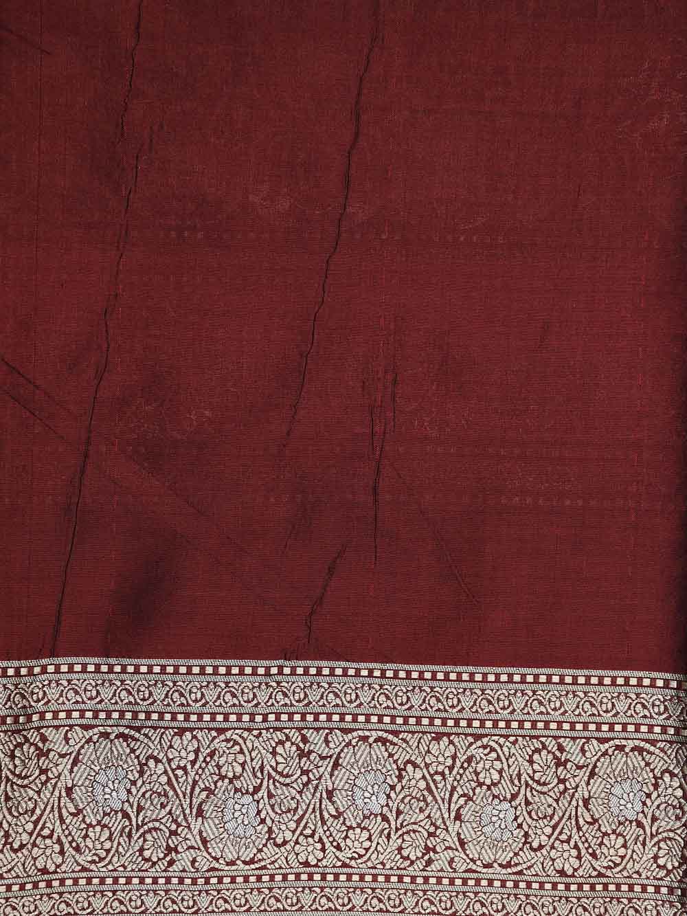 Wine Brocade Katan Silk Handloom Banarasi Saree - Sacred Weaves