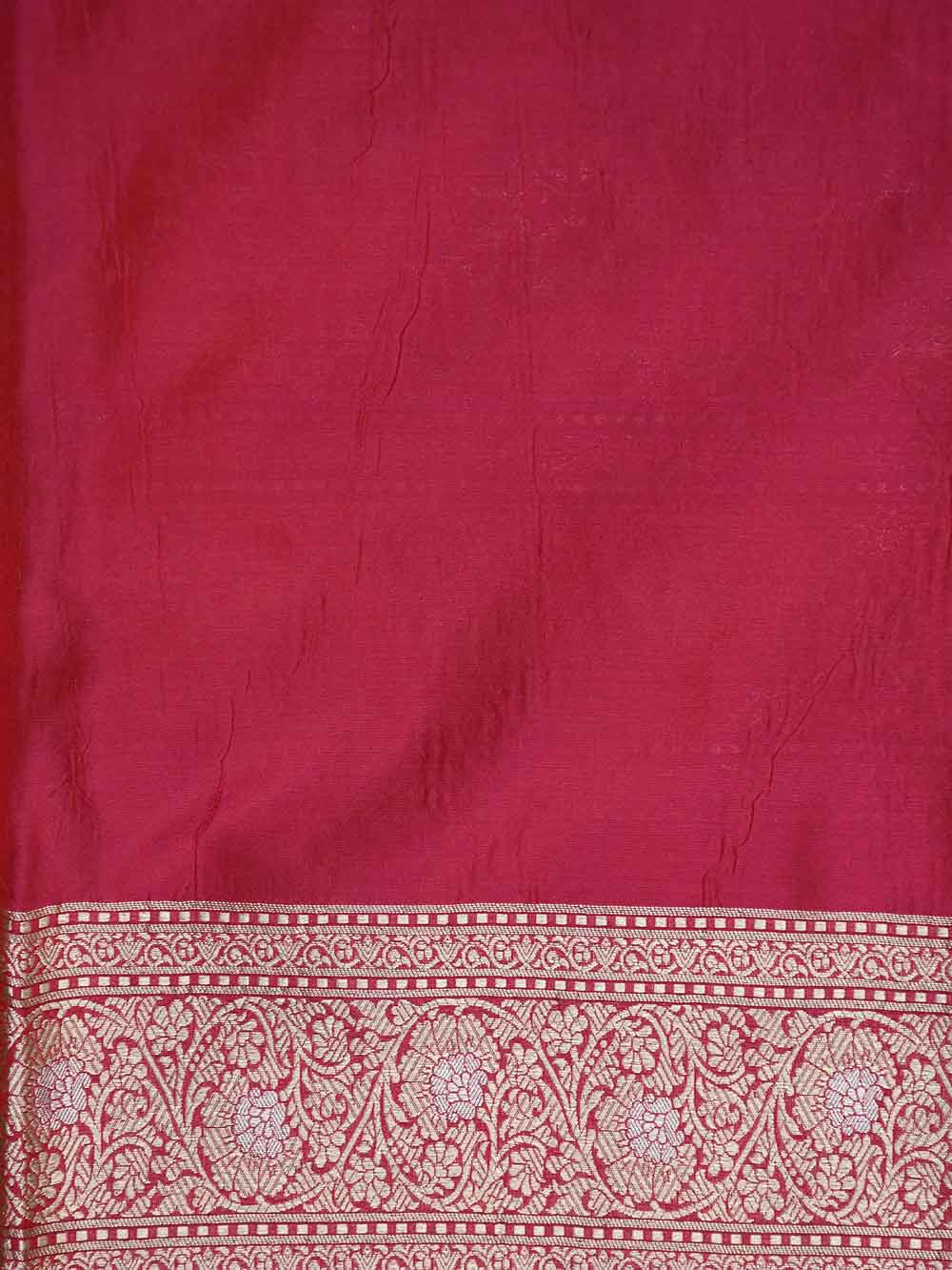 Red Pink Brocade Katan Silk Handloom Banarasi Saree - Sacred Weaves