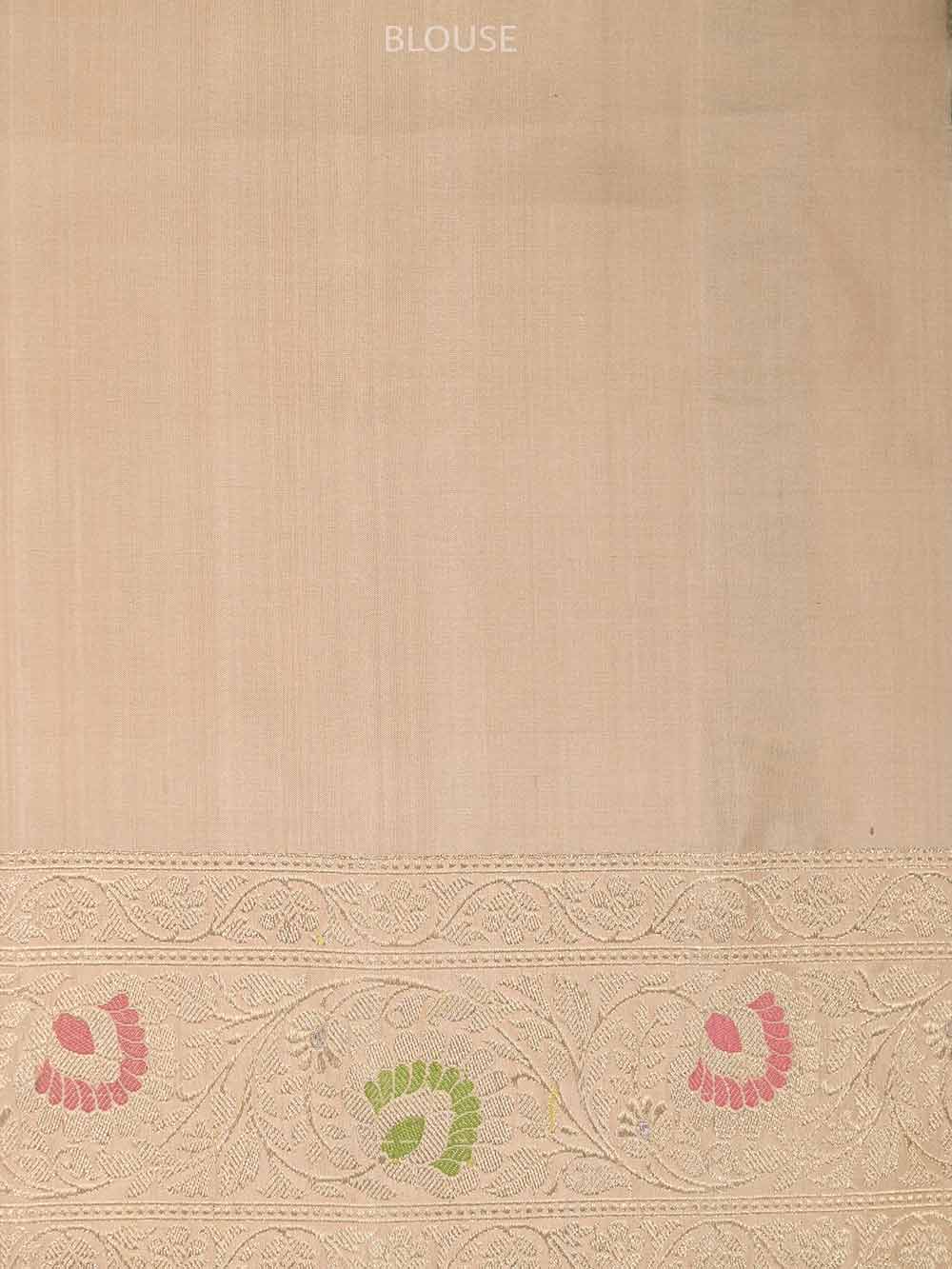 Beige Meenakari Katan Silk Handloom Banarasi Saree - Sacred Weaves