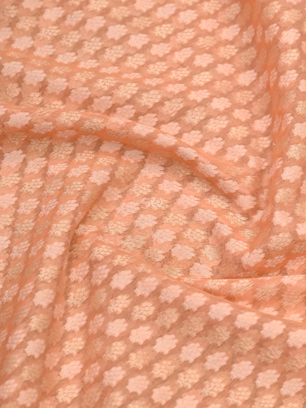 Peach Booti Cotton Silk Handloom Banarasi Saree - Sacred Weaves