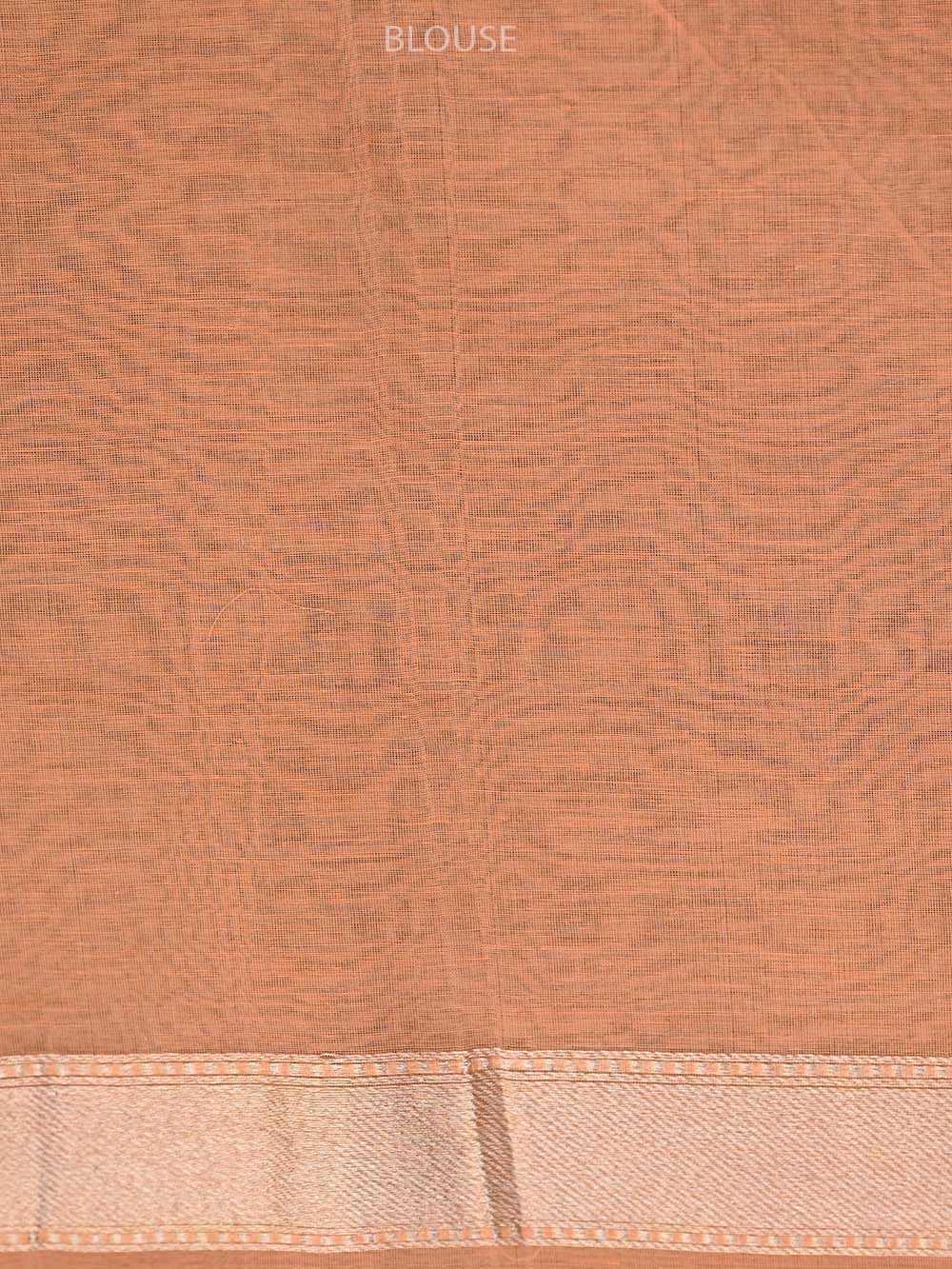 Peach Booti Cotton Silk Handloom Banarasi Saree - Sacred Weaves