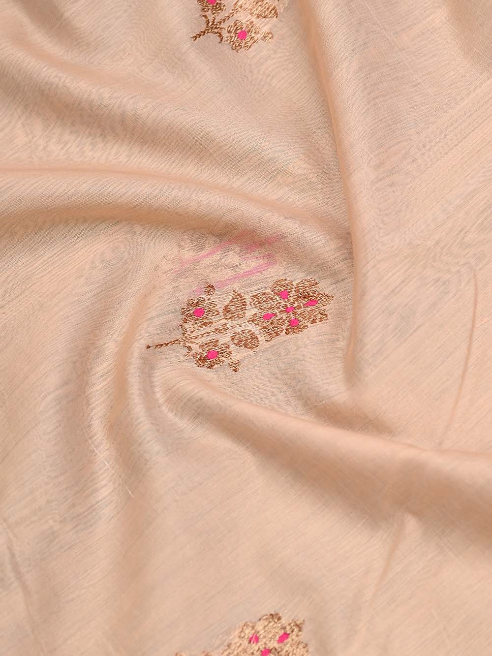 Beige Boota Chanderi Silk Handloom Banarasi Saree - Sacred Weaves