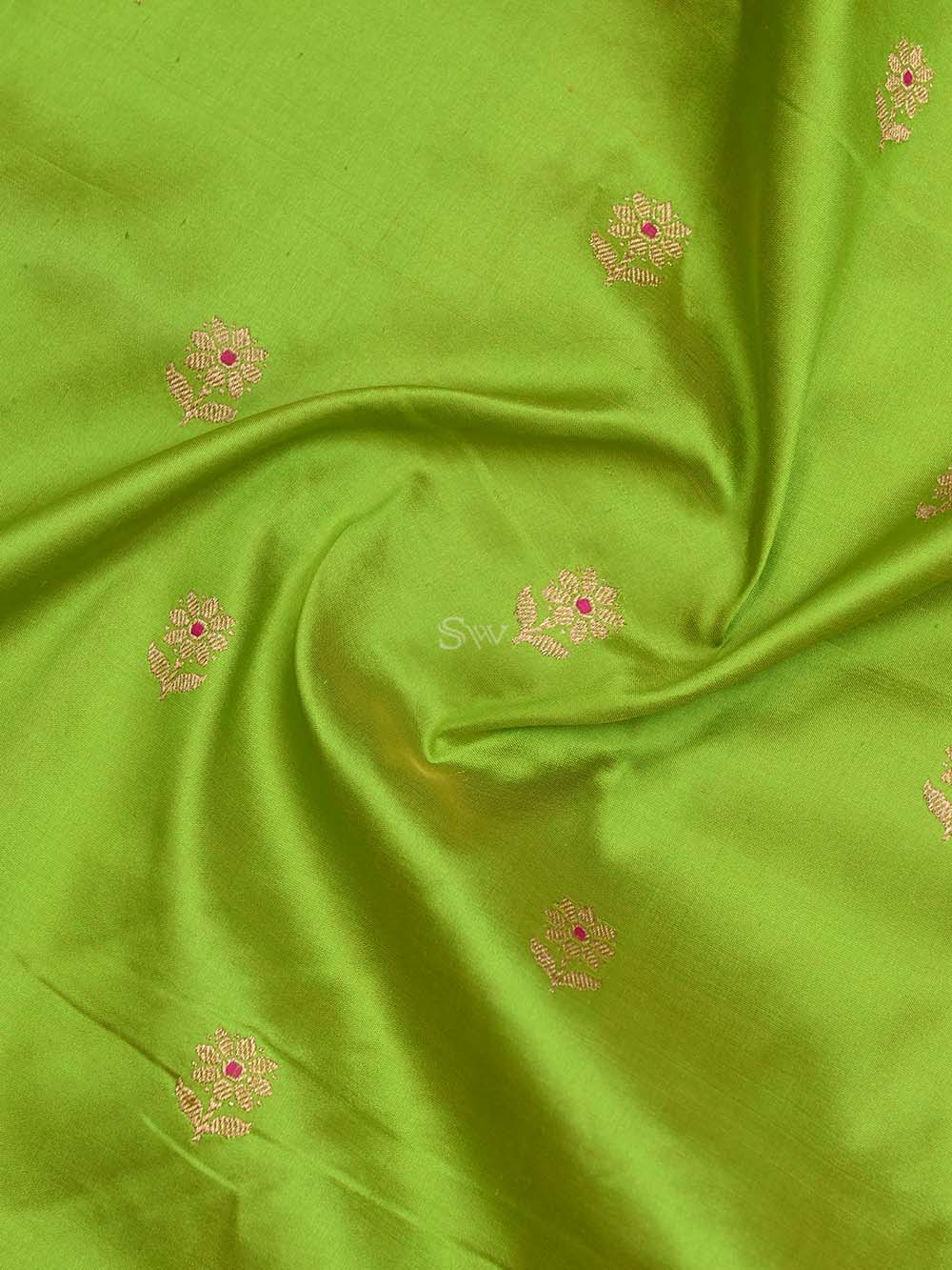 Green Booti Meenakari Katan Silk Handloom Banarasi Saree - Sacred Weaves