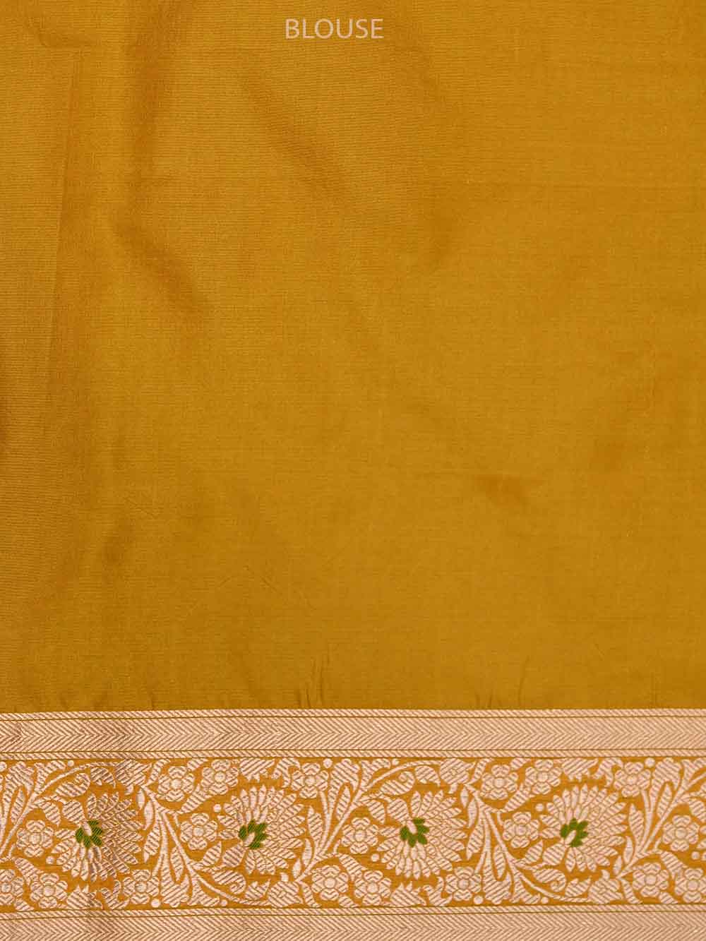 Yellow Meenakari Uppada Katan Silk Handloom Banarasi Saree - Sacred Weaves