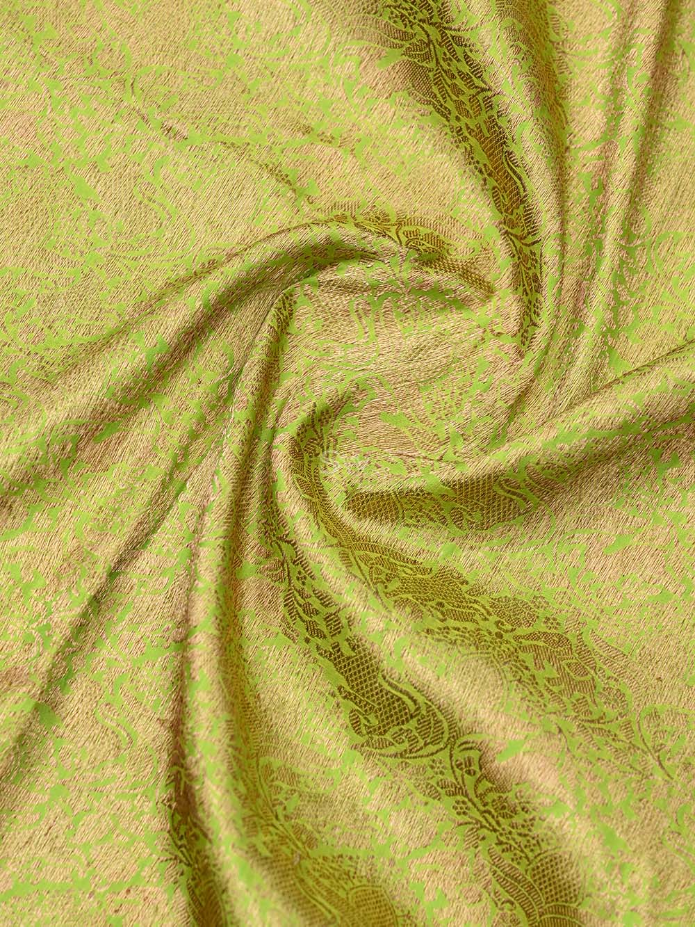 Parrot Green Katan Silk Shikargah Handloom Banarasi Saree - Sacred Weaves