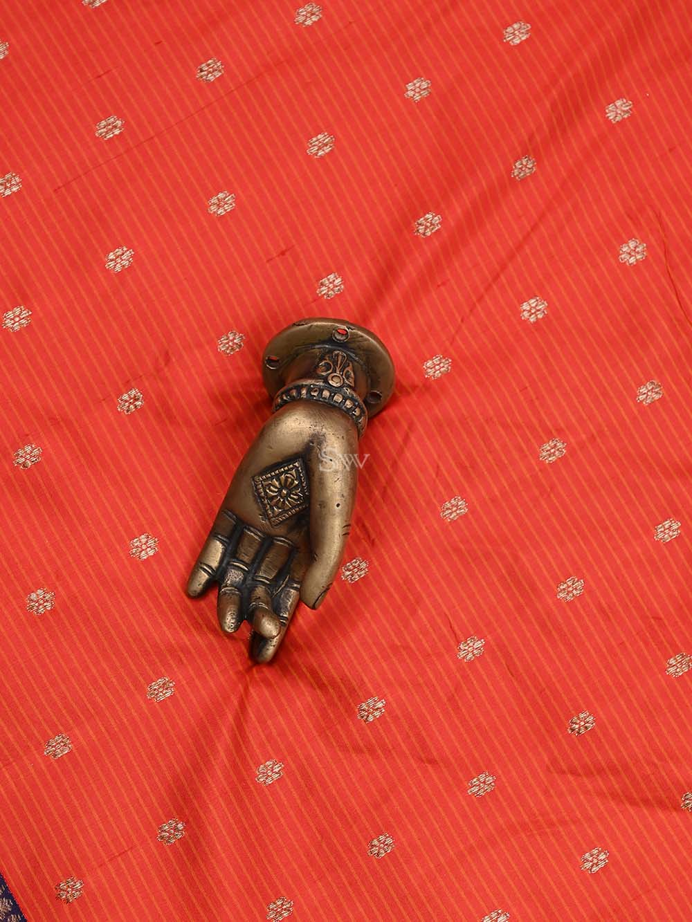 Red Booti Katan Silk Handloom Banarasi Saree - Sacred Weaves