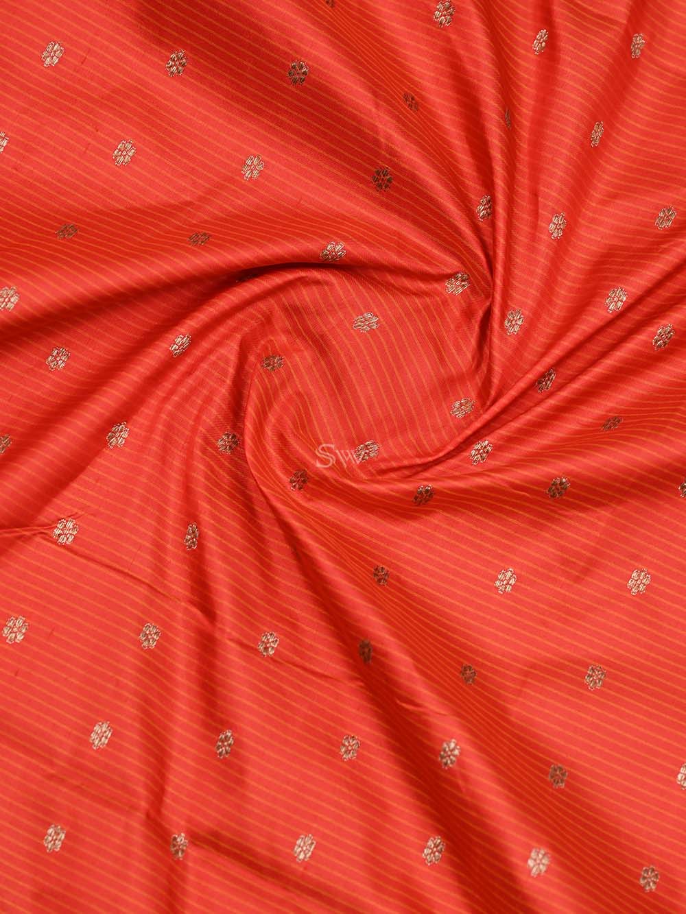 Red Booti Katan Silk Handloom Banarasi Saree - Sacred Weaves