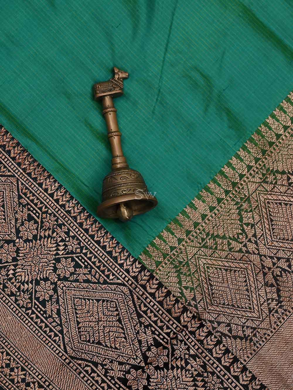 Green Katan Silk Handloom Banarasi Saree - Sacred Weaves