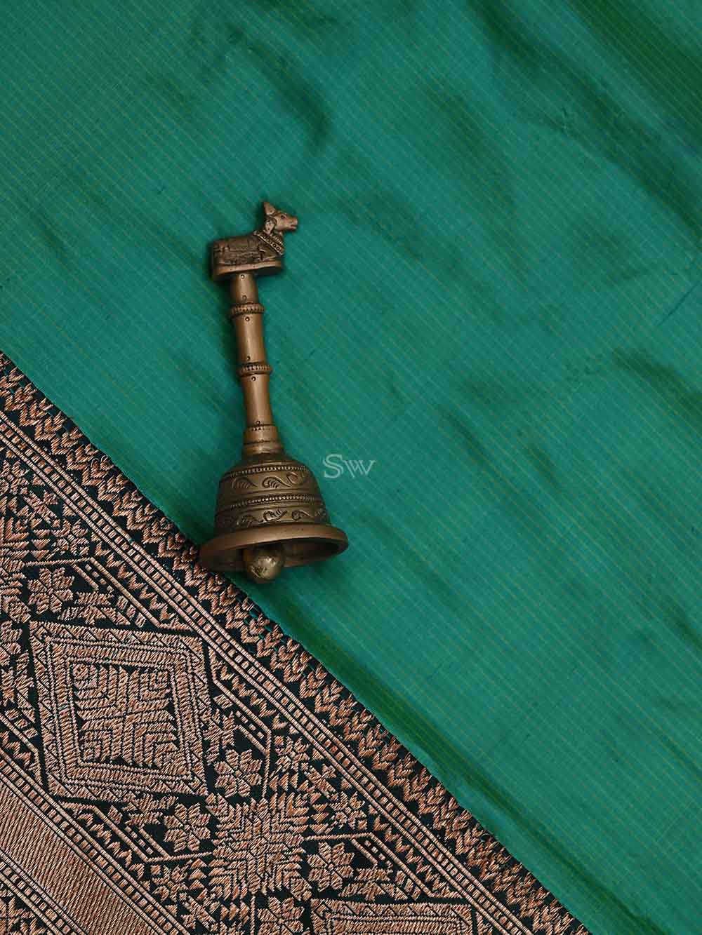 Green Katan Silk Handloom Banarasi Saree - Sacred Weaves