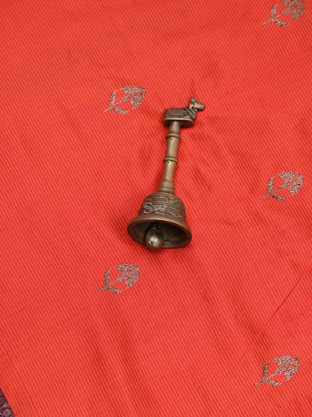 Red Booti Katan Silk Handloom Banarasi Saree - Sacred Weaves