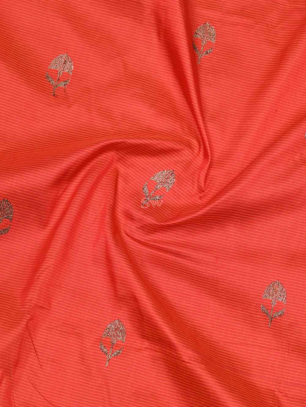 Red Booti Katan Silk Handloom Banarasi Saree - Sacred Weaves