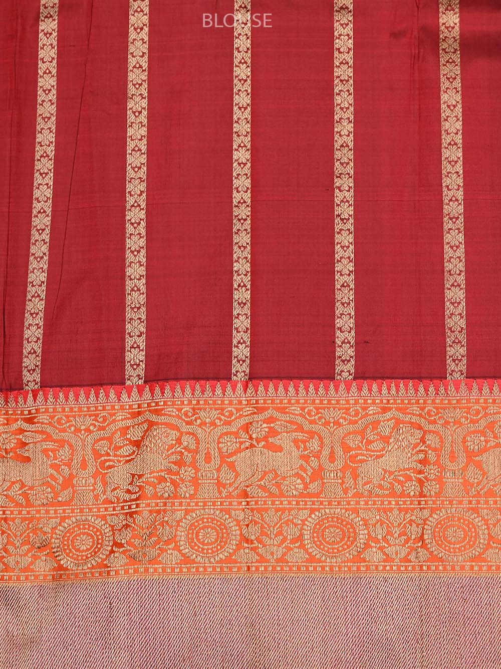 Blue Katan Silk Shikargah Handloom Banarasi Saree - Sacred Weaves