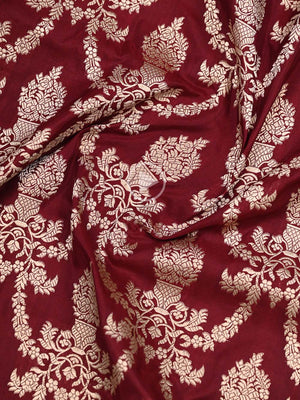 Wine Uppada Katan Silk Handloom Banarasi Saree - Sacred Weaves