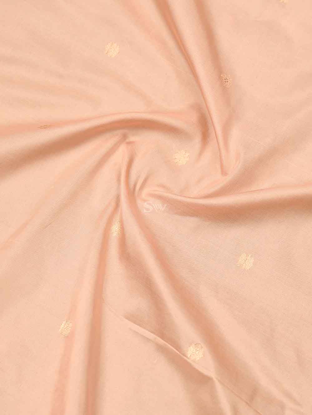 Peach Booti Katan Silk Handloom Banarasi Saree - Sacred Weaves