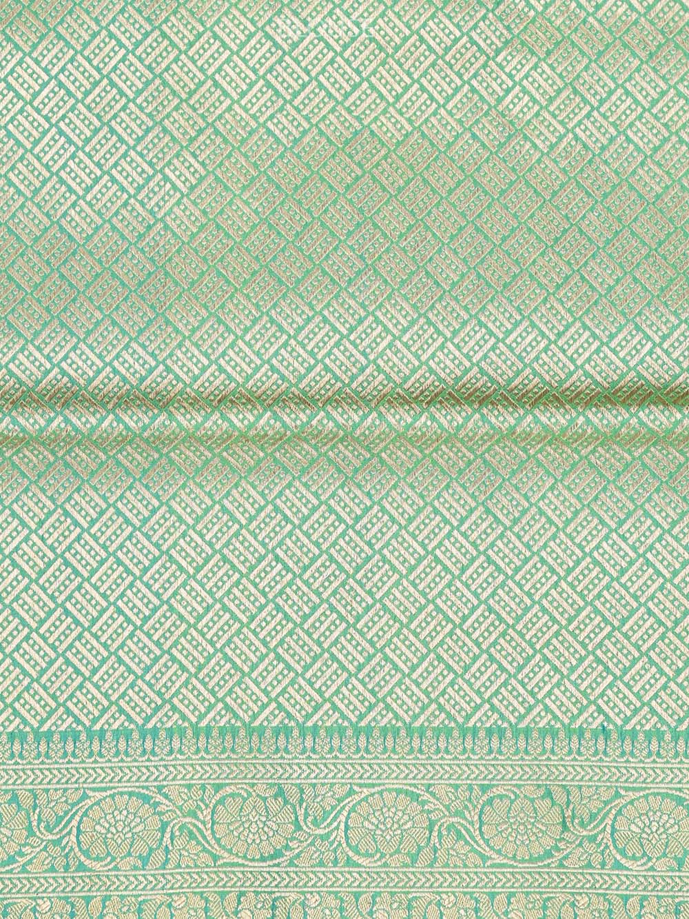 Sea Green Meenakari Uppada Katan Silk Handloom Banarasi Saree - Sacred Weaves