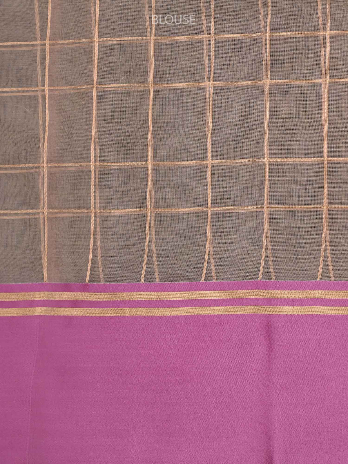Pastel Peach Check Organza Handloom Banarasi Saree - Sacred Weaves