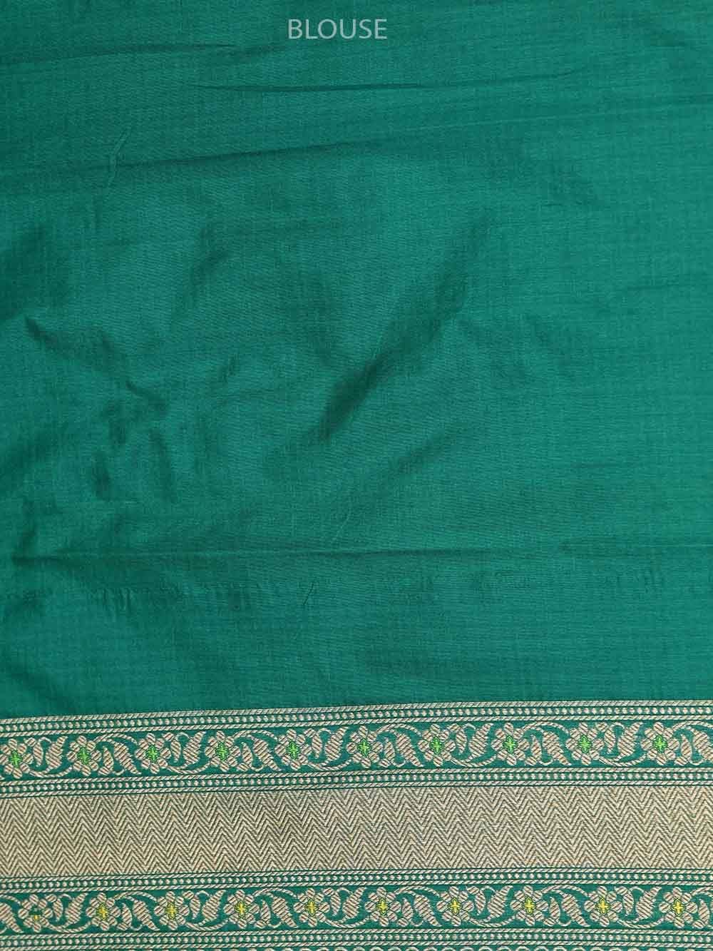 Bottle Green Katan Silk Brocade Handloom Banarasi Saree - Sacred Weaves