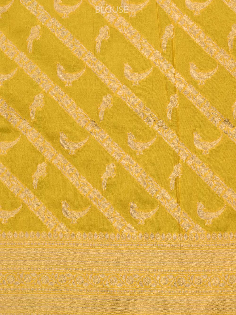 Yellow Uppada Katan Silk Handloom Banarasi Saree - Sacred Weaves