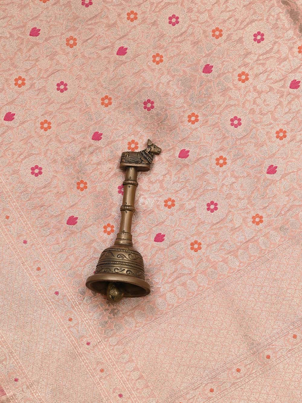 Peach Katan Silk Brocade Handloom Banarasi Saree - Sacred Weaves