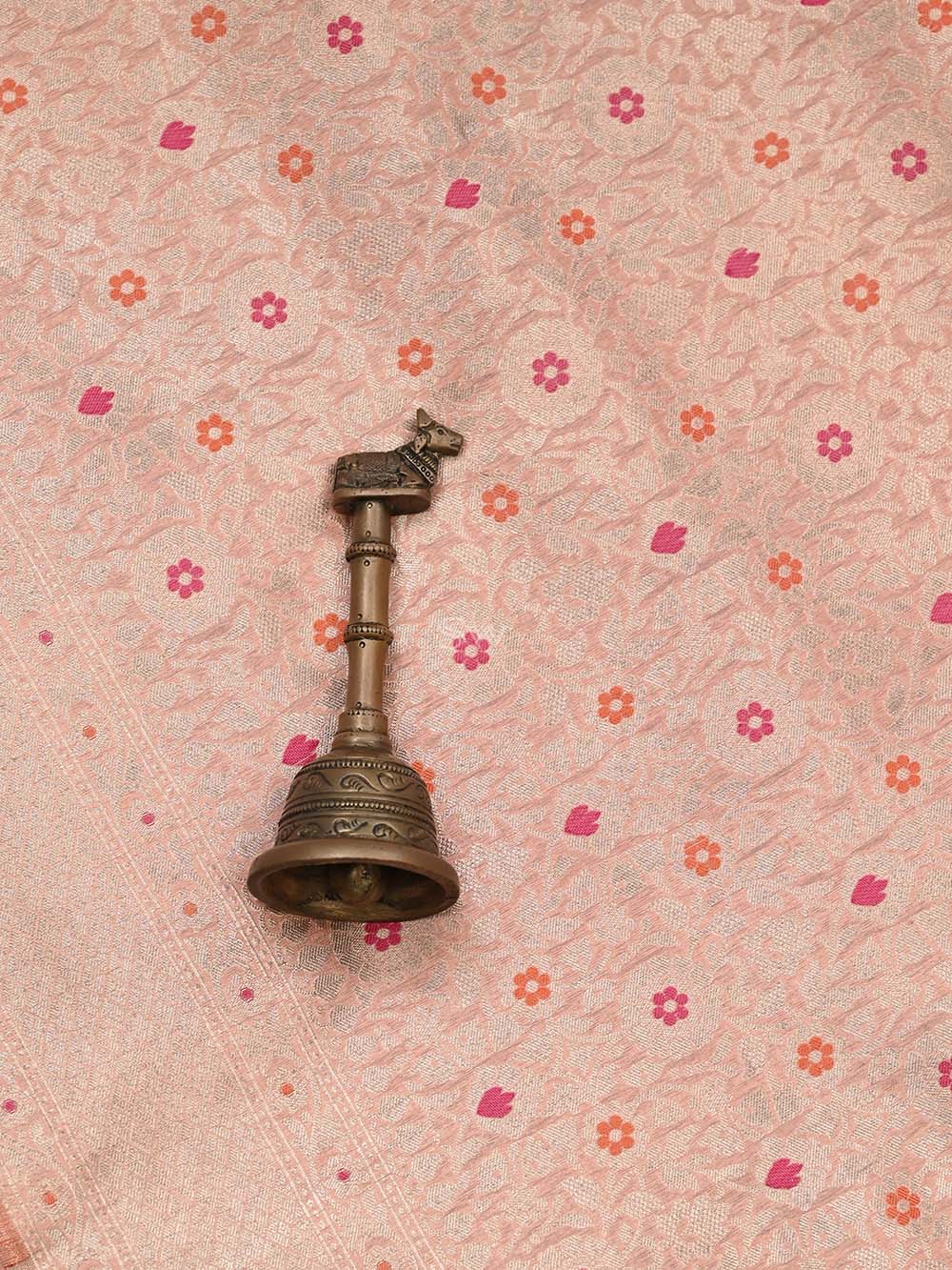Peach Katan Silk Brocade Handloom Banarasi Saree - Sacred Weaves
