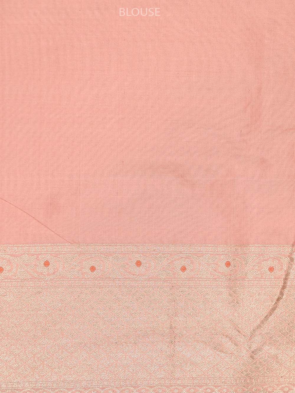 Peach Katan Silk Brocade Handloom Banarasi Saree - Sacred Weaves